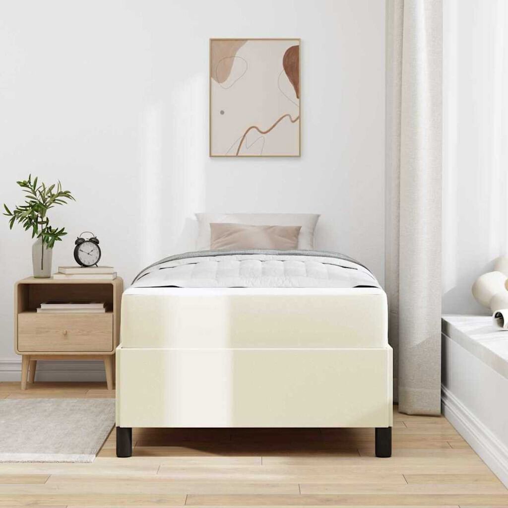 vidaXL Σκελετός κρεβατιού με στρώμα Κρεμ 100 x 200 cm Τεχνητό δέρμα