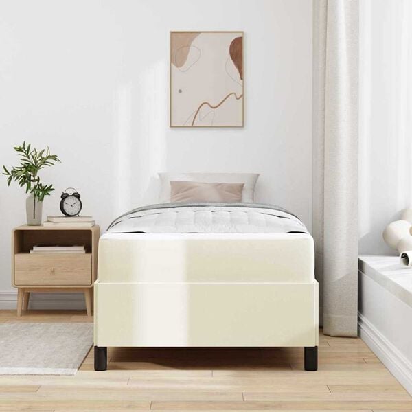 vidaXL Σκελετός κρεβατιού με στρώμα Κρεμ 100 x 200 cm Τεχνητό δέρμα