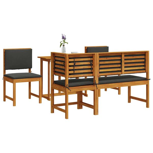 vidaXL Σετ Μπιστρό Κήπου 4 pcs Καφέ Μασίφ ξύλο ακακίας