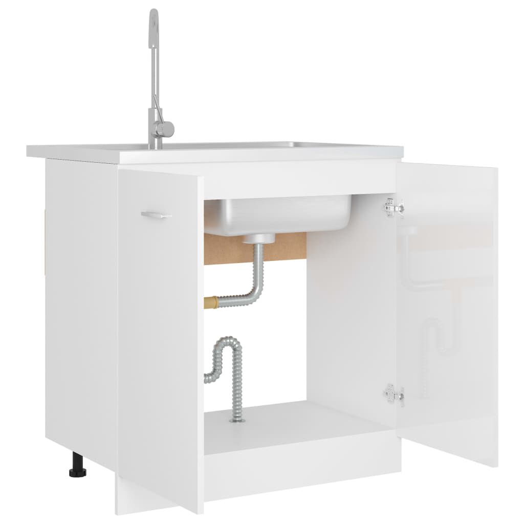 vidaXL Ντουλάπι Νεροχύτη Lyon Γυαλιστερό Λευκό 80x46x81,5εκ.