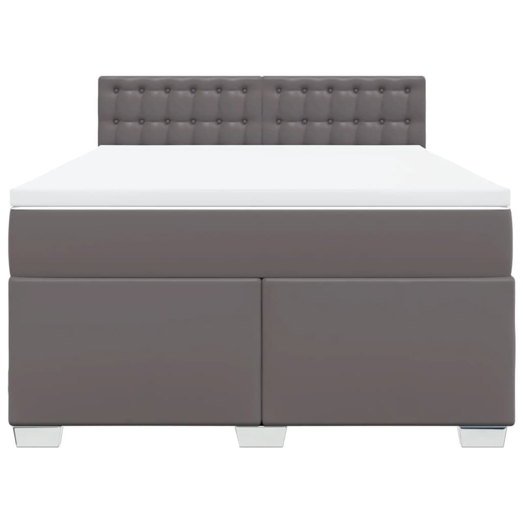 vidaXL Κρεβάτι Boxspring με Στρώμα Γκρι 140x200εκ. από Συνθετικό Δέρμα