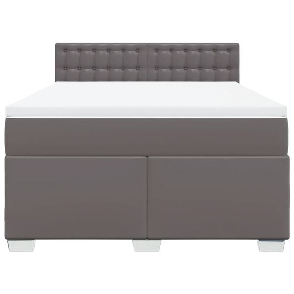 vidaXL Κρεβάτι Boxspring με Στρώμα Γκρι 140x200εκ. από Συνθετικό Δέρμα