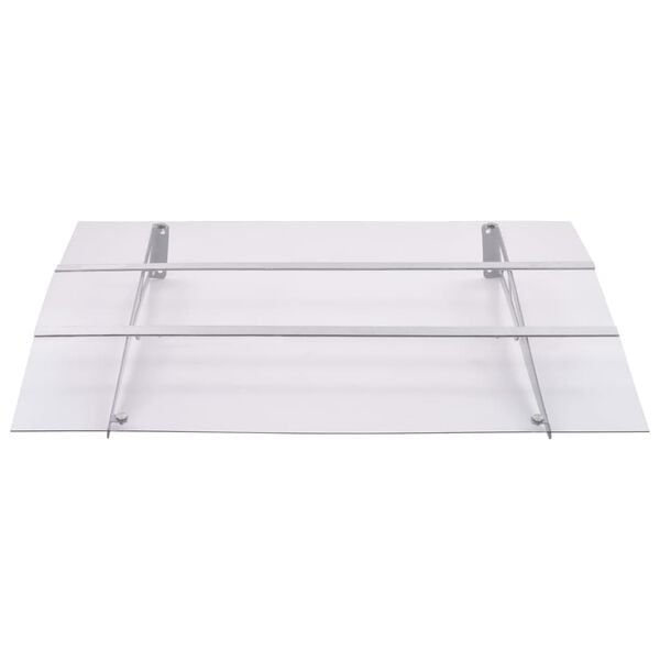 vidaXL Στέγαστρο Πόρτας Ασημί & Διαφανές 120x90 εκ από Πολυκαρβονικό