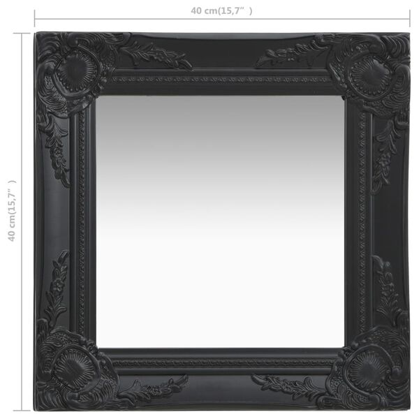 vidaXL Καθρέφτης Τοίχου με Μπαρόκ Στιλ Μαύρος 40 x 40 εκ.