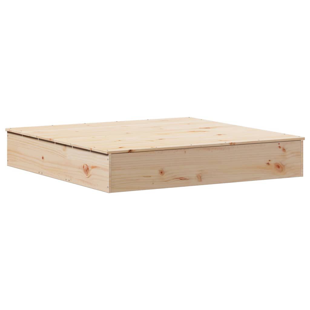 vidaXL Αμμοδόχος με Κάλυμμα 111x111x19,5 εκ. από Μασίφ Ξύλο Πεύκου