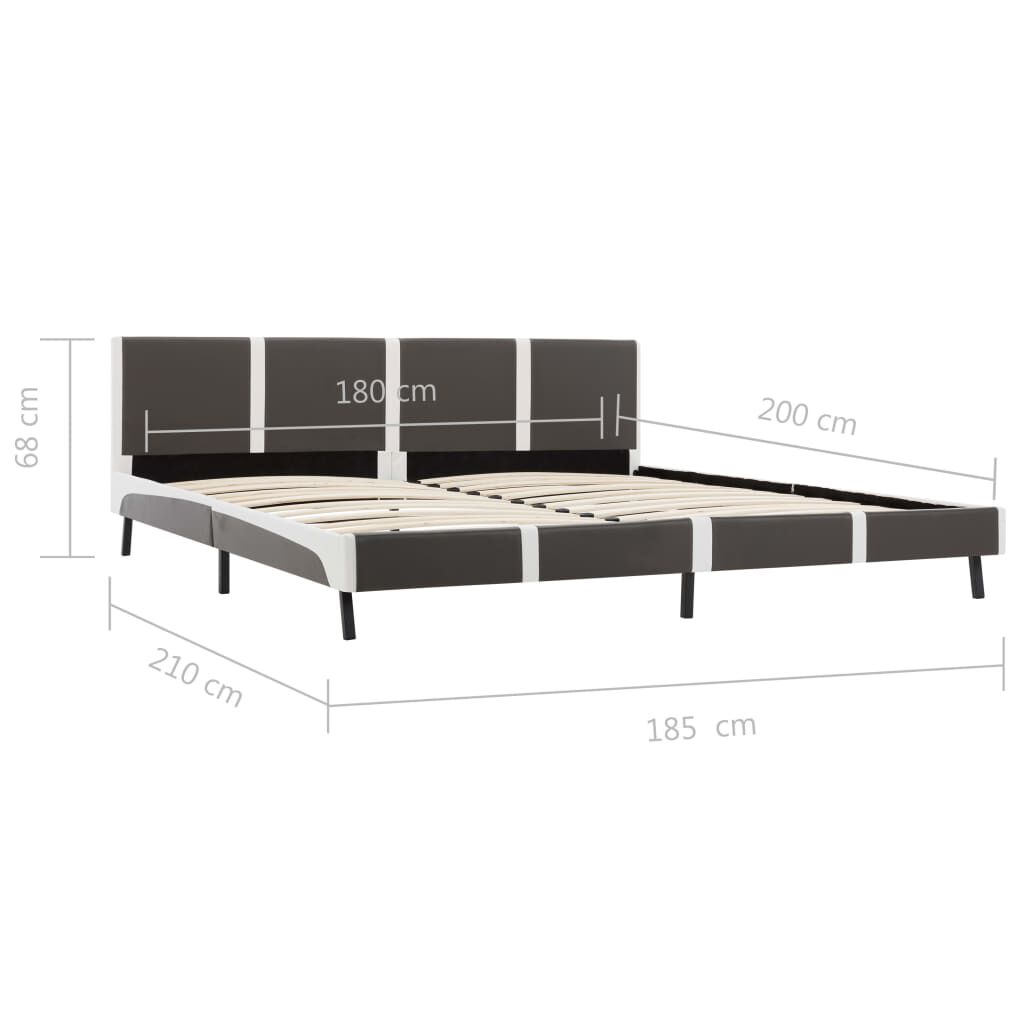 vidaXL Πλαίσιο Κρεβατιού Γκρι/Λευκό 180 x 200 εκ. από Συνθετικό Δέρμα