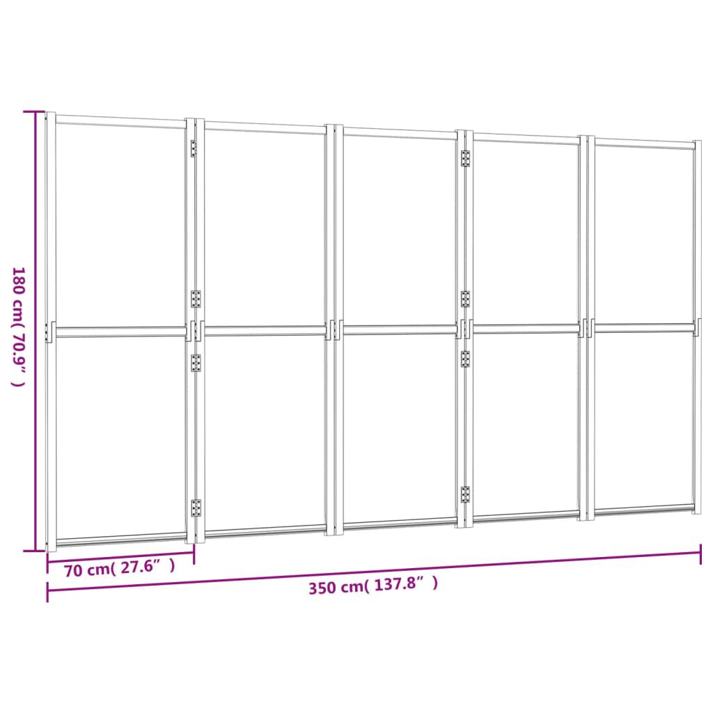 vidaXL Διαχωριστικό Δωματίου με 5 Πάνελ Μαύρο 350 x 180 εκ.