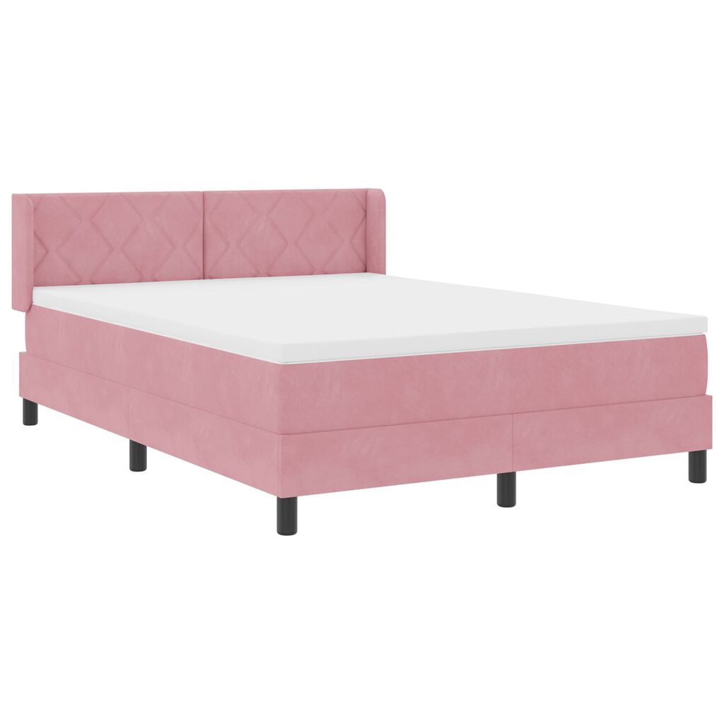 κρεβάτι Box Spring με στρώμα vidaXL Ροζ 160x200 εκ. βελούδο