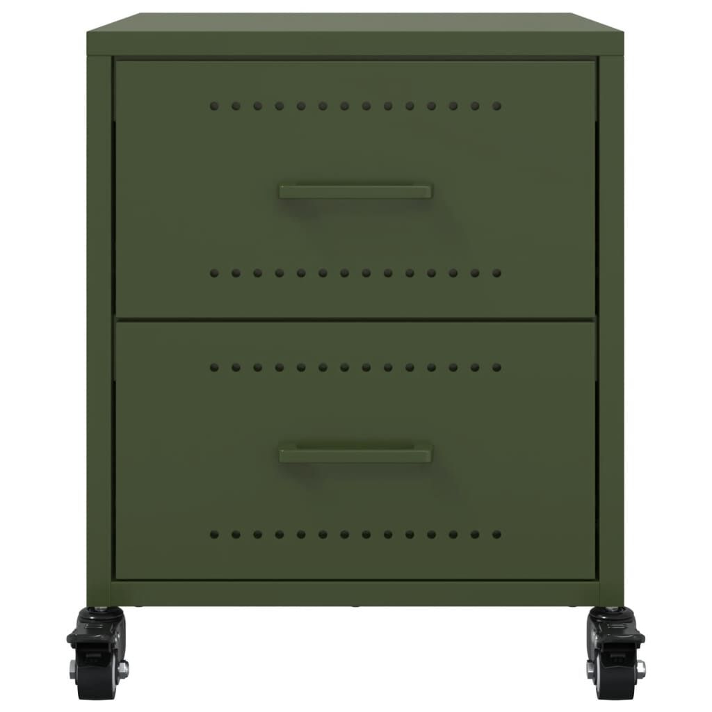 vidaXL Κομοδίνο Πράσινο Λαδί 36x39x43,5 εκ. από Χάλυβα