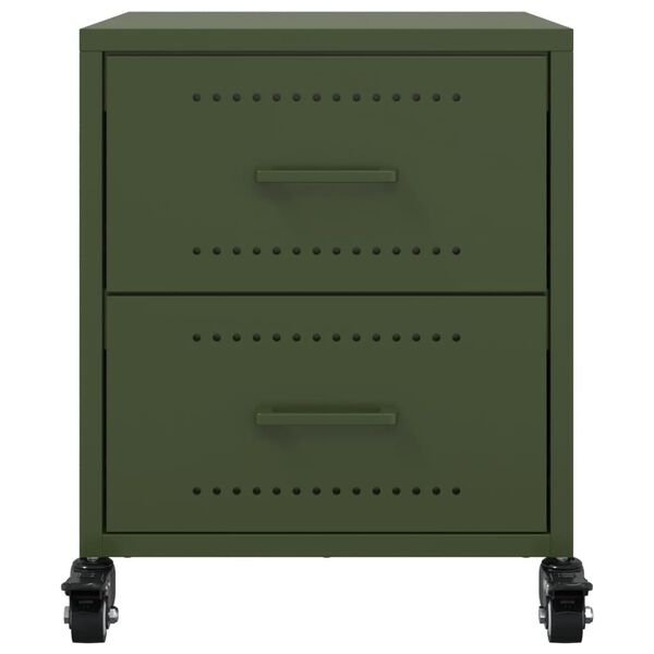 vidaXL Κομοδίνο Πράσινο Λαδί 36x39x43,5 εκ. από Χάλυβα