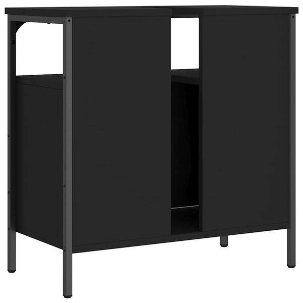 vidaXL Ντουλάπι Νιπτήρα Μπάνιου Μαύρο 60x30x60 εκ. Επεξεργασμένο Ξύλο