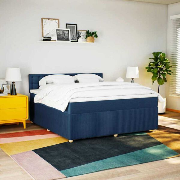 vidaXL &Kappa;&rho;&epsilon;&beta;ά&tau;&iota; Boxspring &mu;&epsilon; &Sigma;&tau;&rho;ώ&mu;&alpha; &Mu;&pi;&lambda;&epsilon; 200x200 &epsilon;&kappa;. &Upsilon;&phi;&alpha;&sigma;&mu;ά&tau;&iota;&nu;&omicron;