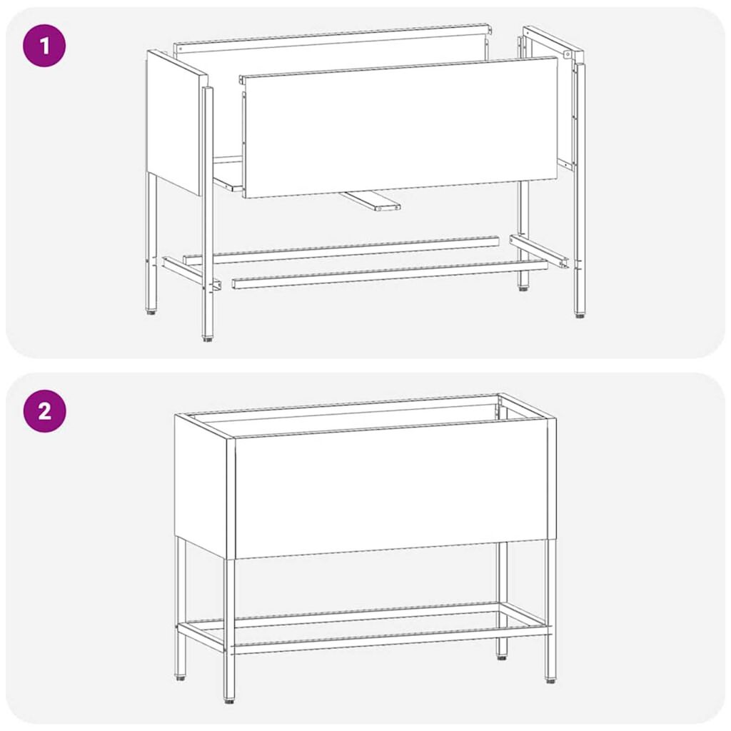 vidaXL Υψωμένη Γλάστρα Κήπου Ασημί 60 x 26 x 45 εκ Ανοξείδωτο ατσάλι