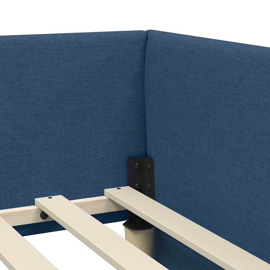 vidaXL Κρεβάτι Γωνίας Μπλε 90 x 200 cm Ύφασμα και Έργο ξύλου