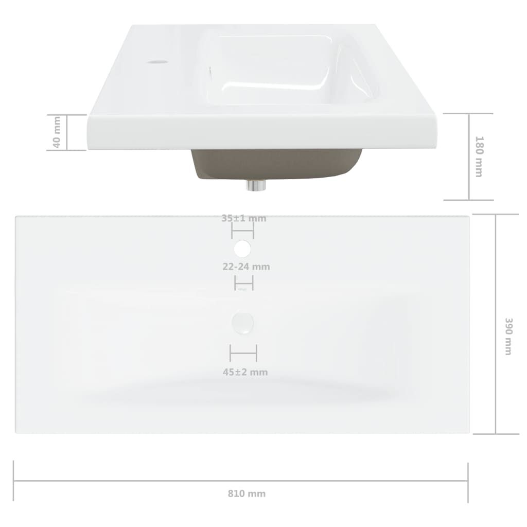 vidaXL Νιπτήρας Ένθετος Λευκός 81 x 39 x 18 εκ. Κεραμικός με Βρύση