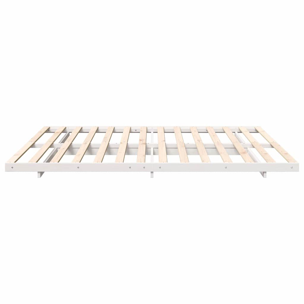vidaXL Κρεβάτι δαπέδου Λευκό 200 x 220 cm Μασίφ ξύλο πεύκου