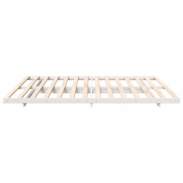 vidaXL Κρεβάτι δαπέδου Λευκό 200 x 220 cm Μασίφ ξύλο πεύκου