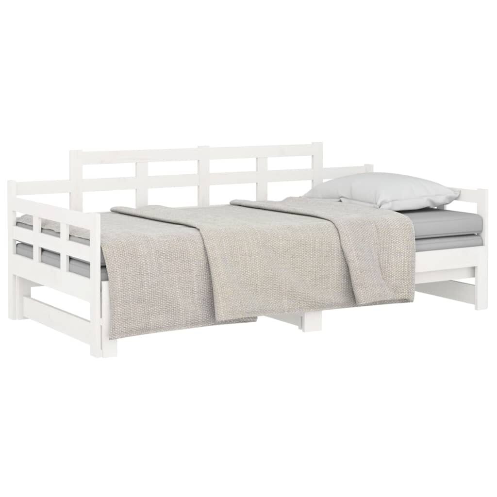 vidaXL Καναπές Κρεβάτι Συρόμενος Λευκός 2x(90x190) εκ. από Μασίφ Πεύκο