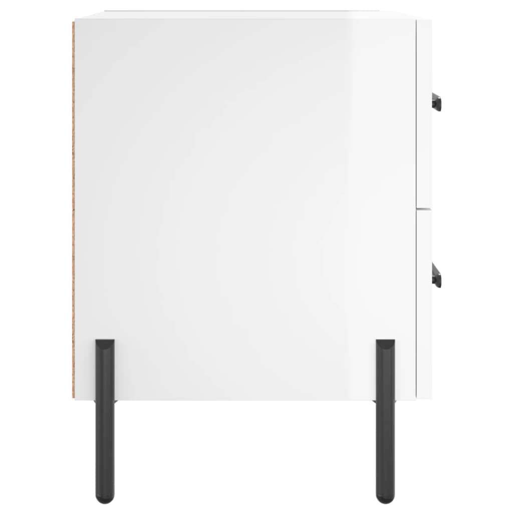 vidaXL Κομοδίνα 2 τεμ Γυαλ. Λευκό 40 x 35 x 47,5 εκ. από Επεξεργ. Ξύλο