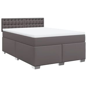 vidaXL Κρεβάτι Boxspring με Στρώμα Γκρι 140x200εκ. από Συνθετικό Δέρμα
