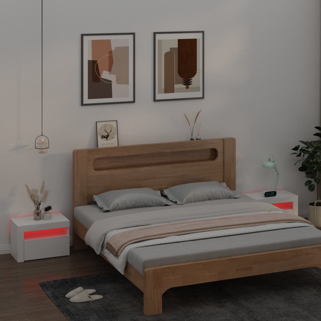 vidaXL Κομοδίνα με LED 2 τεμ. Λευκό 60 x 35 x 40 εκ.