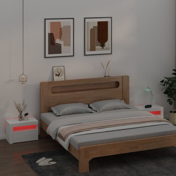 vidaXL Κομοδίνα με LED 2 τεμ. Λευκό 60 x 35 x 40 εκ.