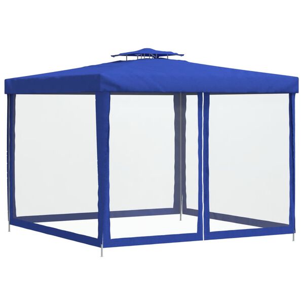 vidaXL Κιόσκι με Διπλή Οροφή Μπλε 3 x 3 x 2,68 μ. Υφασμάτινο