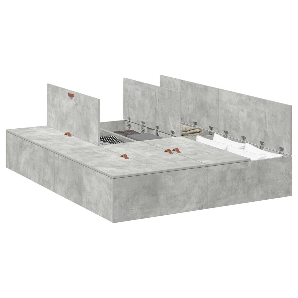 vidaXL Κρεβάτι Αποθήκευσης Γκρι Σκυρόδεμα 160x200 cm