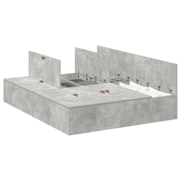 vidaXL Κρεβάτι Αποθήκευσης Γκρι Σκυρόδεμα 160x200 cm