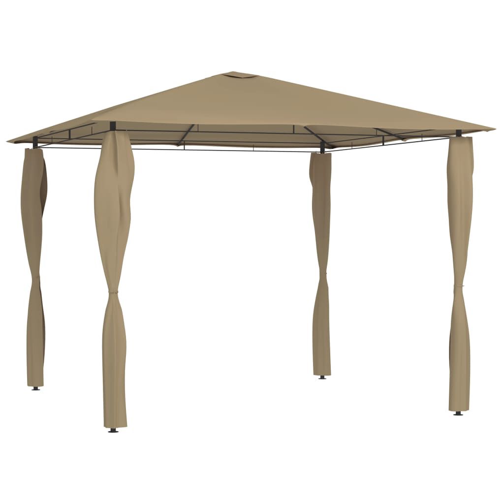 vidaXL Κιόσκι με Καλύμματα Στύλων Taupe 3 x 3 x 2,6 μ. 160 γρ./μ²