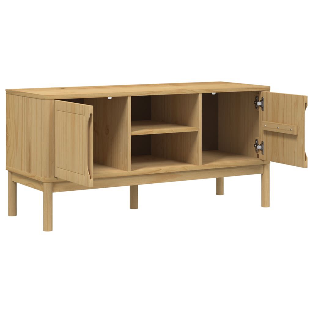 vidaXL Έπιπλο Τηλεόρασης FLORO Καφέ 114x43x55εκ από Μασίφ Ξύλο Πεύκου