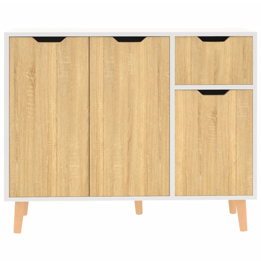 vidaXL Μπουφές Λευκός/Sonoma Δρυς 90x30x72 εκ. Επεξεργασμένο Ξύλο