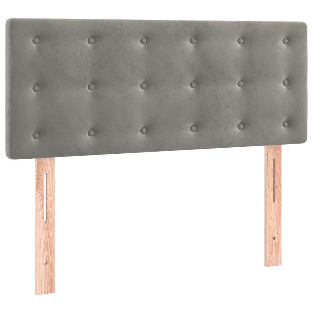 vidaXL Κρεβάτι Boxspring με Στρώμα & LED Αν.Γκρι 80x200 εκ. Βελούδινο