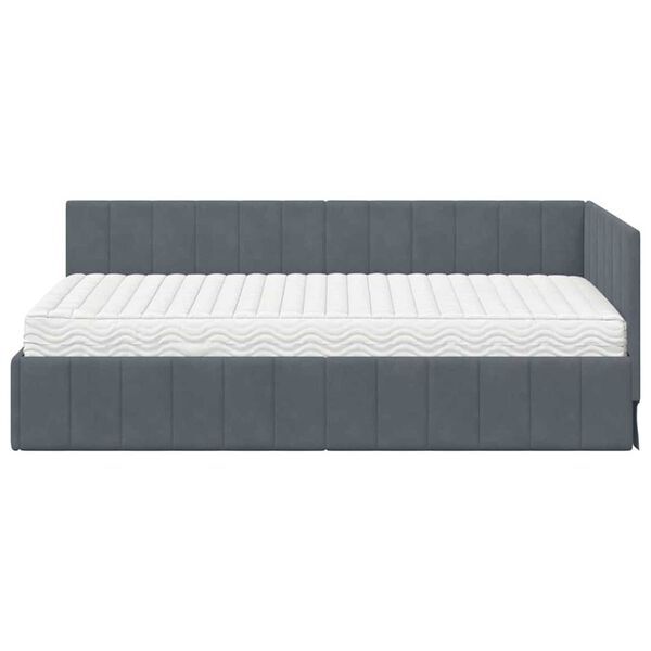 vidaXL Κρεβάτι Γωνίας με στρώμα Σκούρο γκρι 90 x 200 cm Βελούδο