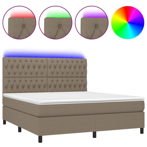 vidaXL &Kappa;&rho;&epsilon;&beta;ά&tau;&iota; Boxspring &mu;&epsilon; &Sigma;&tau;&rho;ώ&mu;&alpha; & LED Taupe 160x200 &epsilon;&kappa;. &Upsilon;&phi;&alpha;&sigma;&mu;ά&tau;&iota;&nu;&omicron;