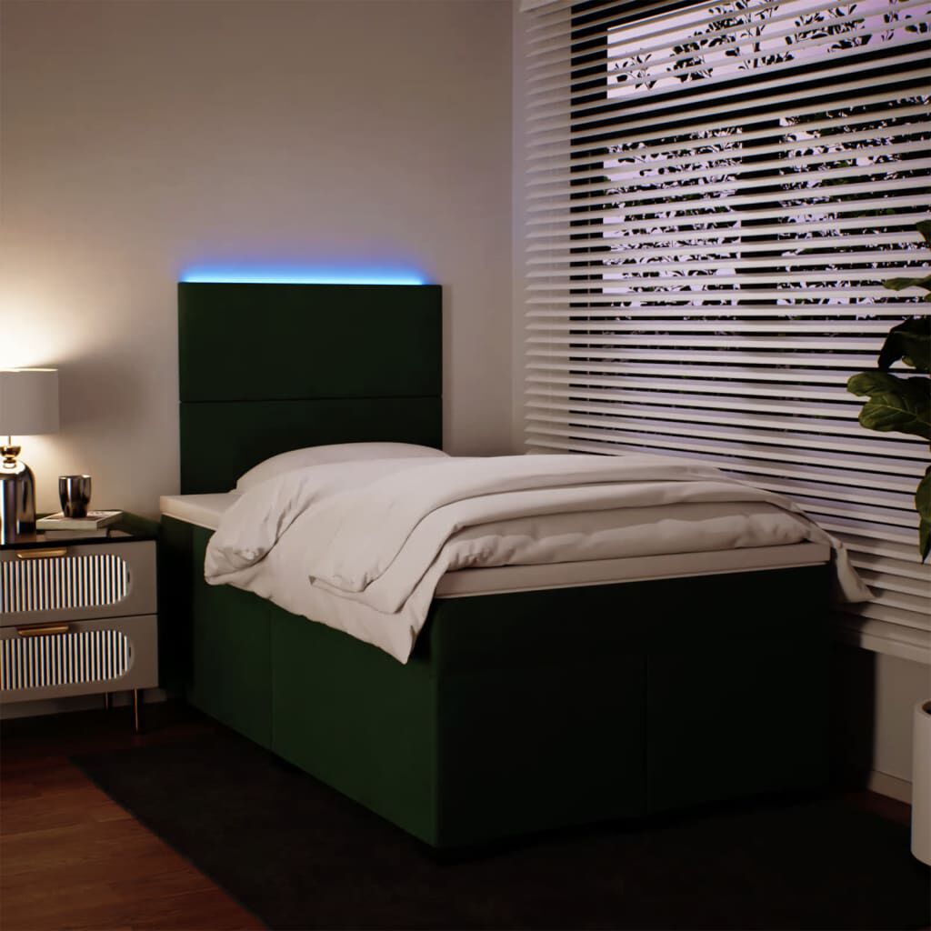 vidaXL Κρεβάτι Boxspring με Στρώμα Σκούρο Πράσινο 120x200εκ. Βελούδινο