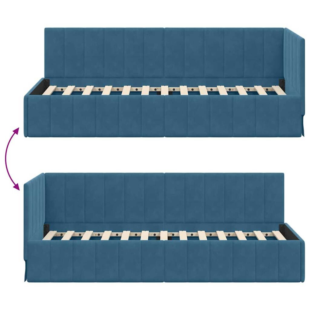 vidaXL Κρεβάτι Γωνίας με κεφαλάρι Μπλε 80 x 200 cm Βελούδο