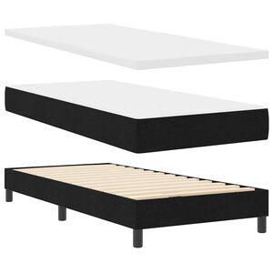 vidaXL Κρεβάτι box spring με στρώμα με στρώμα Μαύρο 80 x 200 cm
