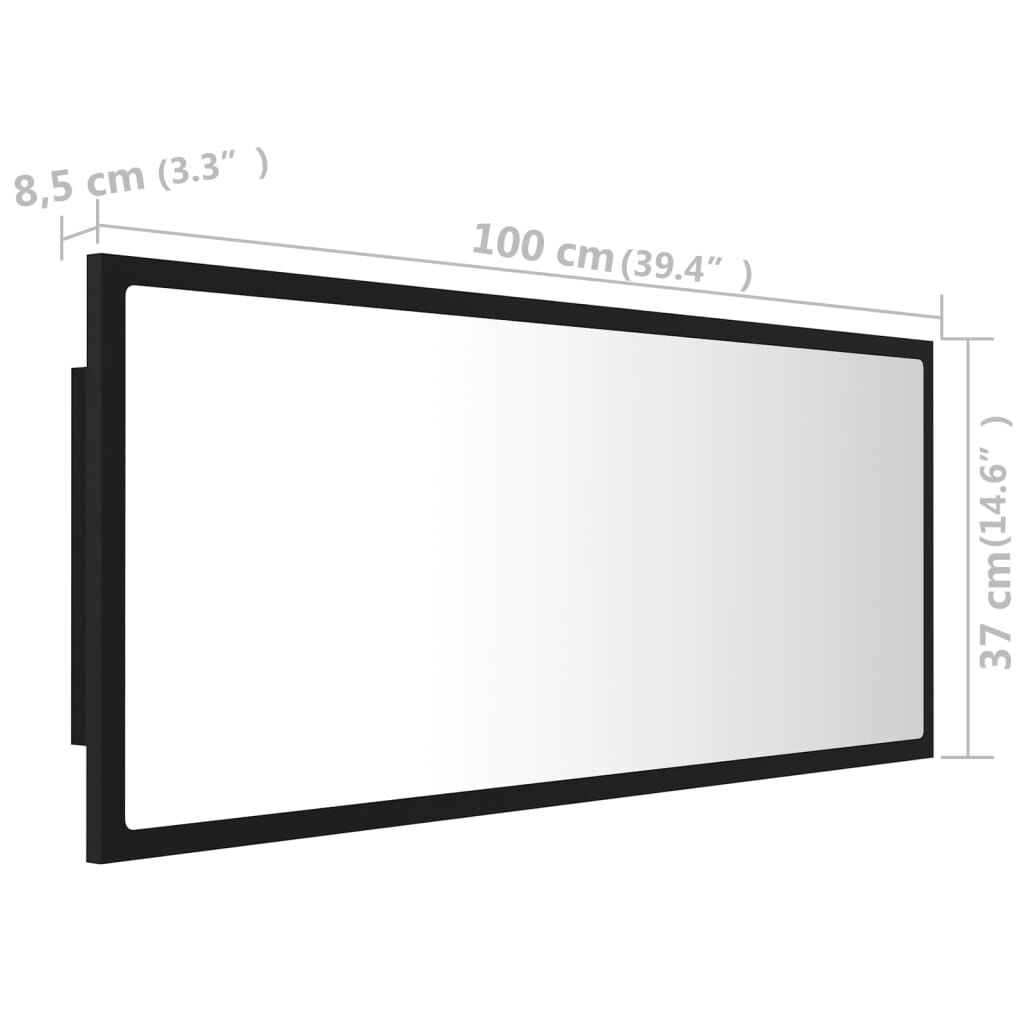 vidaXL Καθρέφτης Μπάνιου με LED Μαύρος 100x8,5x37 εκ. Ακρυλικός
