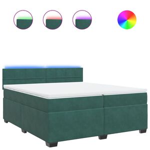 vidaXL Κρεβάτι Boxspring με Στρώμα Σκούρο Πράσινο 200x200εκ. Βελούδινο