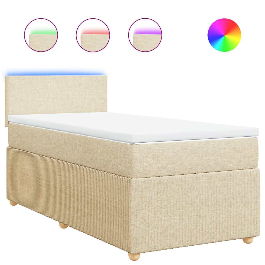 vidaXL Κρεβάτι Boxspring με Στρώμα Κρεμ 80 x 200 εκ. Υφασμάτινο