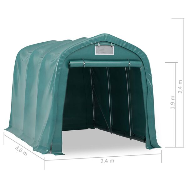 vidaXL Κιόσκι Γκαράζ Πράσινο 2,4 x 3,6 μ. από PVC