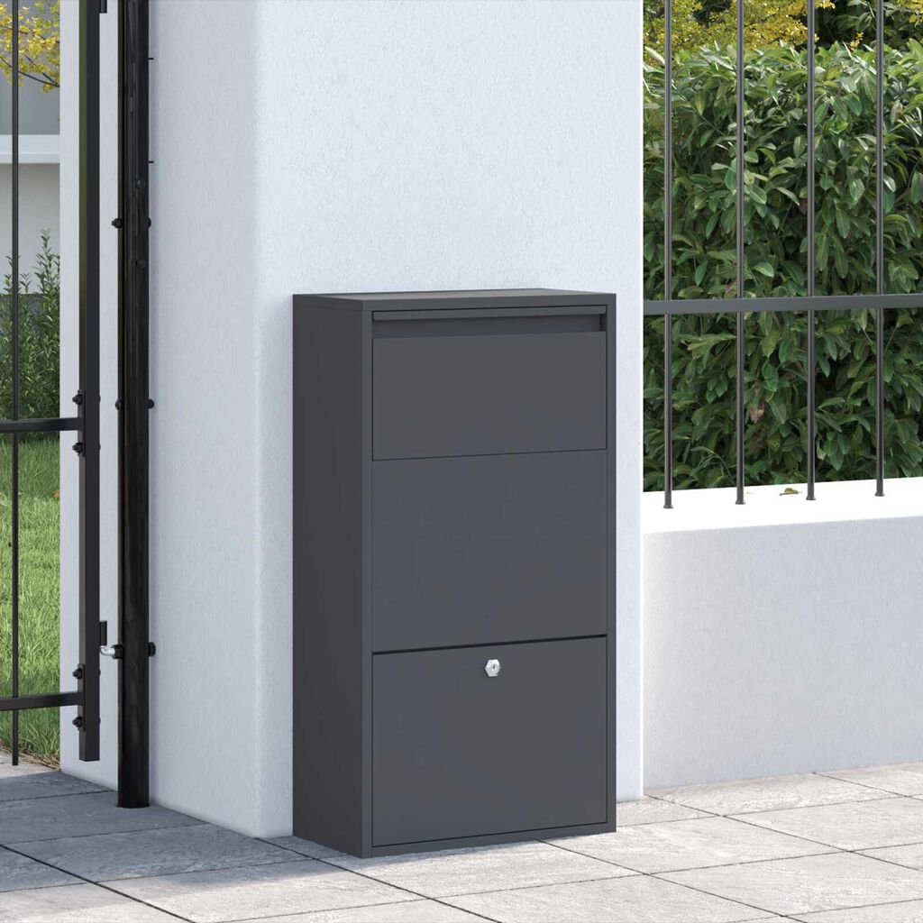 vidaXL Γραμματοκιβώτιο για Πακέτα Ανθρακί 44x22x82 εκ Χάλυβα
