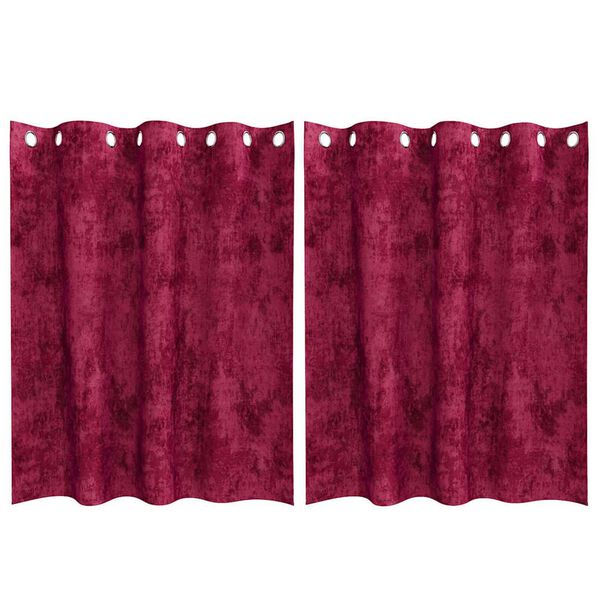 vidaXL Κουρτίνα με κουρτίνες 2 pcs Μπορντό 140 x 140 cm Βελούδο