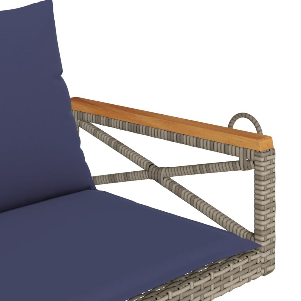 vidaXL Παγκάκι Κουνιστό Γκρι 109x62x40εκ. Συνθετικό Ρατάν με Μαξιλάρια