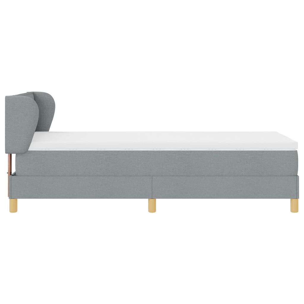 Κρεβάτι Box Spring με Στρώμα vidaXL Γκρι Ανοιχτό 90x200 εκ. Υφάσματος