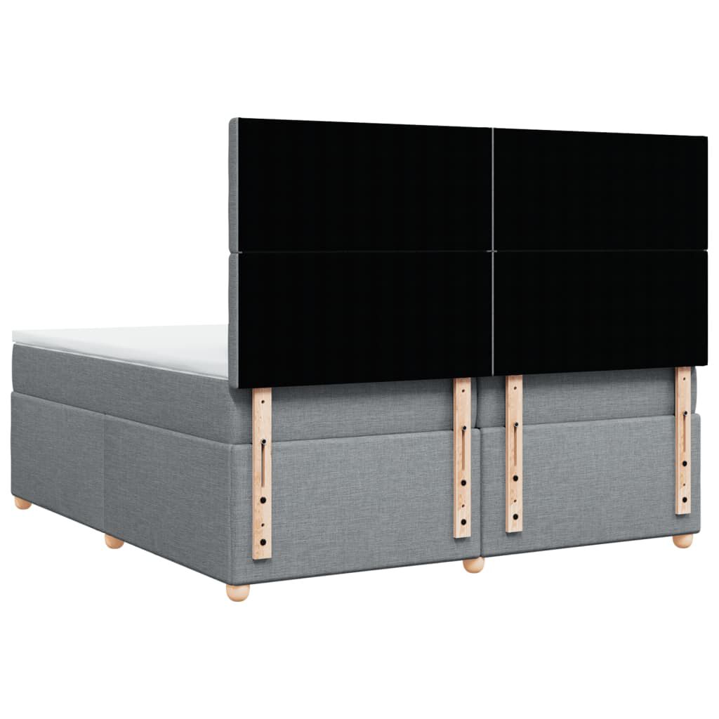 vidaXL Κρεβάτι Boxspring με Στρώμα Ανοιχτό Γκρι 200x200 εκ. Υφασμάτινο