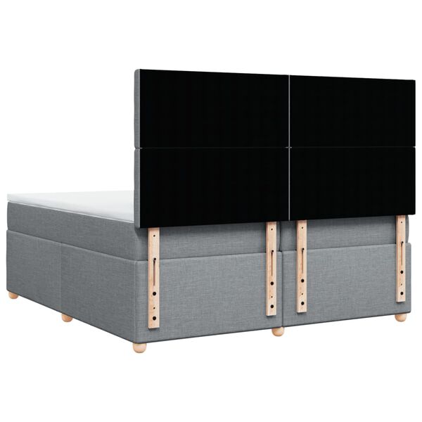 vidaXL Κρεβάτι Boxspring με Στρώμα Ανοιχτό Γκρι 200x200 εκ. Υφασμάτινο