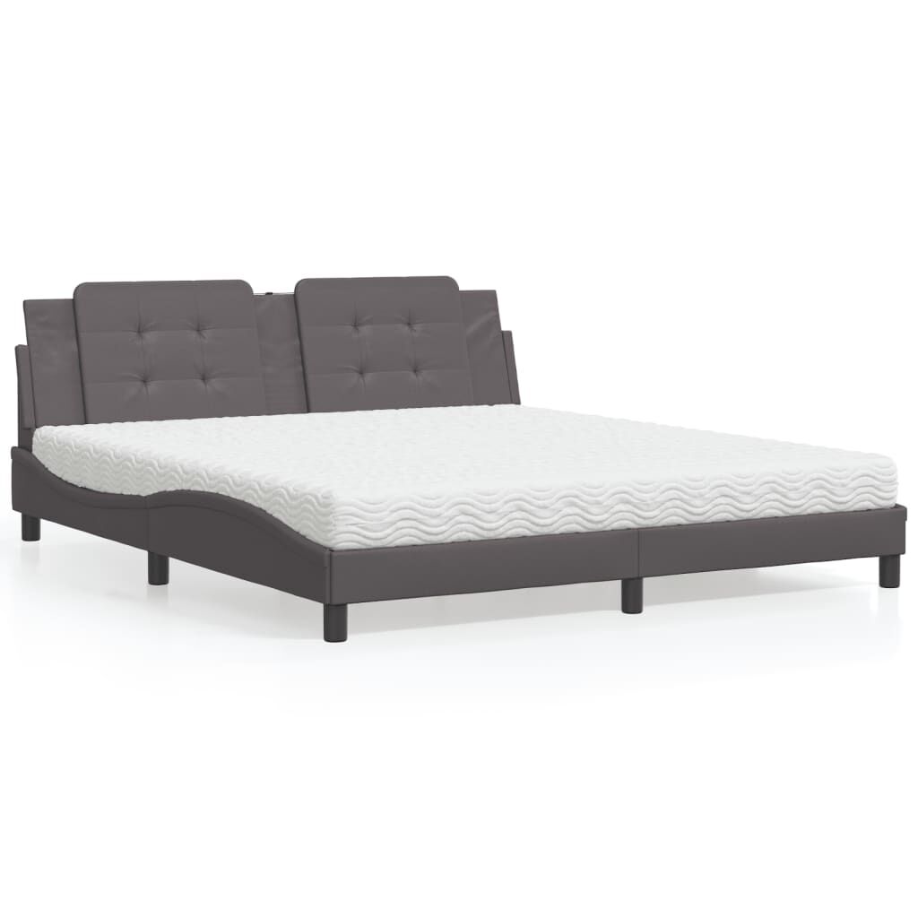 vidaXL Κρεβάτι με Στρώμα Γκρι 180x200 εκ. Συνθετικό Δέρμα