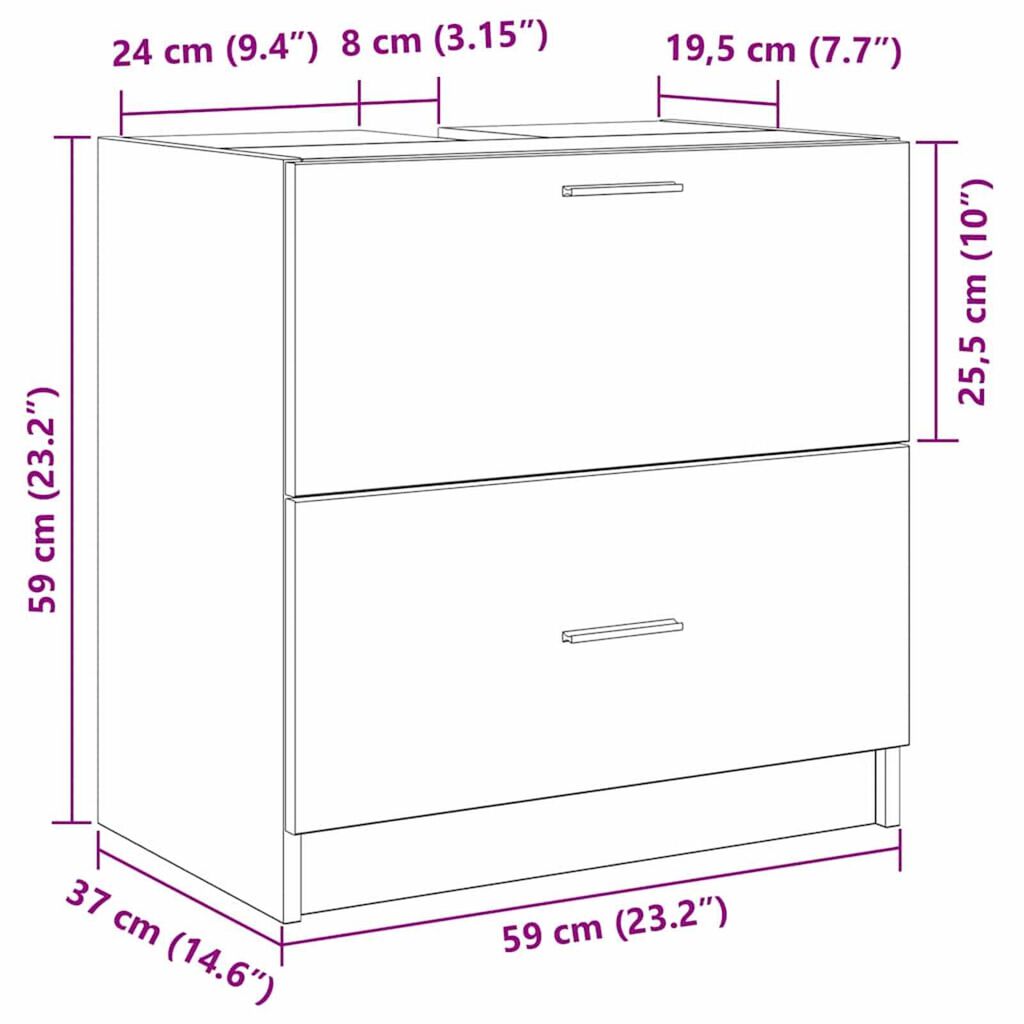 vidaXL Ντουλάπι Νεροχύτη Μαύρη Οξυά 59 x 37 x 59 cm Επεξεργασμένο ξύλο